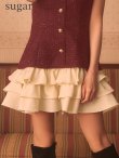 ボルドーxアイボリー　モデル：天海りこ　身長：156cm　着用サイズ：Sサイズ