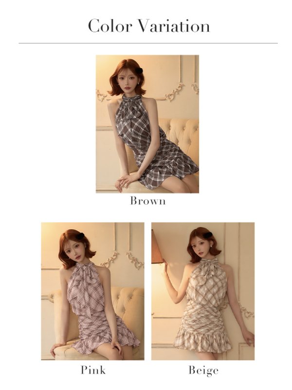 画像41: 即日発送【ROBE de FLEURS/ローブドフルール】チェック柄/ シフォン/ サテン/ アメスリ/ フリル/ フレア/ セットアップ/ ミニドレス/ キャバドレス[OF08] (41)