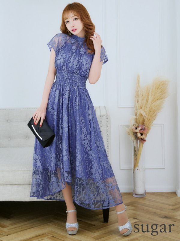 画像21: 【AMORA GRACE / アモーラグレース】 オケージョンドレス/ パーティードレス/ お呼ばれドレス/ 半袖/ 袖あり/ 総レース/ ハイネック/ タック/ ミディアム丈/ 膝丈/ ワンピース/ キャバドレス[OF05] (21)