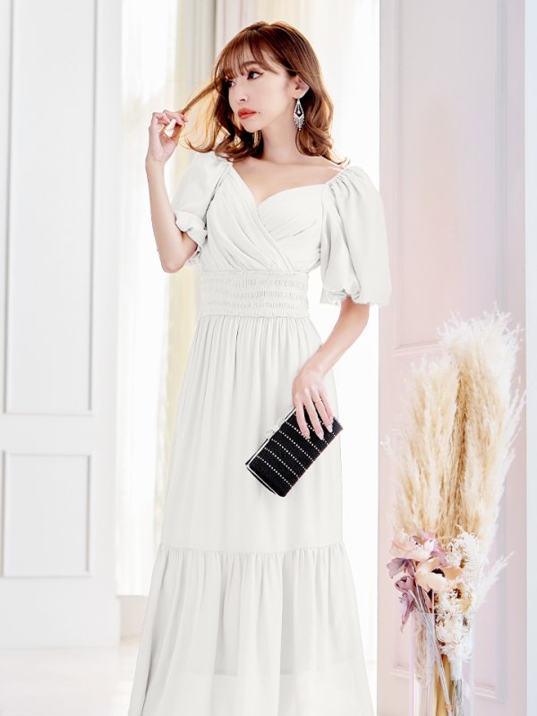 画像38: 【AMORA GRACE / アモーラグレース】 オケージョンドレス/ パーティードレス/ お呼ばれドレス/ パフスリーブ/ 袖あり/ 半袖/ マキシ丈/ ワンピース/ キャバドレス[OF05] (38)