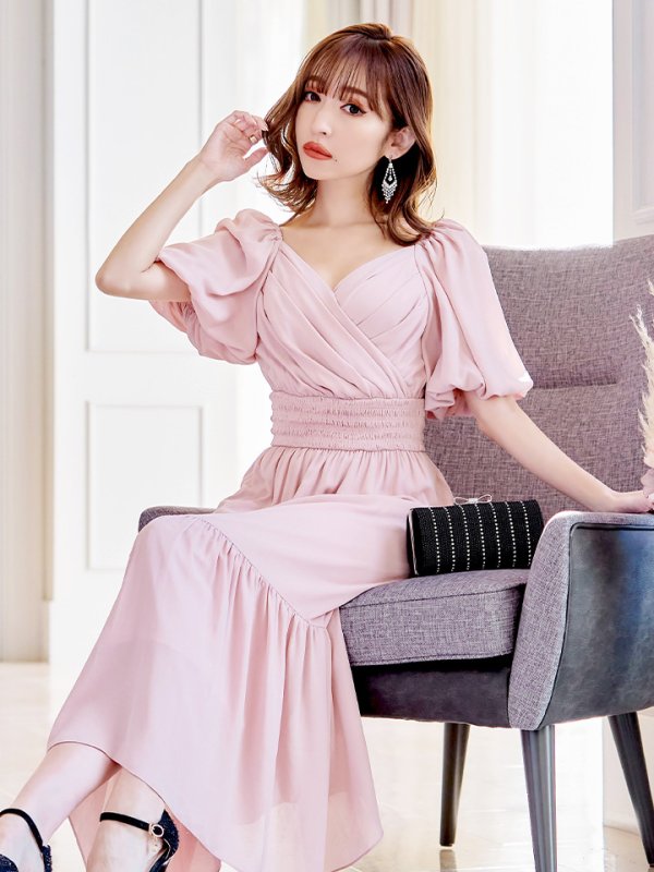 画像14: 【AMORA GRACE / アモーラグレース】 オケージョンドレス/ パーティードレス/ お呼ばれドレス/ パフスリーブ/ 袖あり/ 半袖/ マキシ丈/ ワンピース/ キャバドレス[OF05] (14)