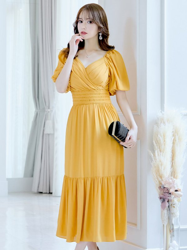 画像4: 【AMORA GRACE / アモーラグレース】 オケージョンドレス/ パーティードレス/ お呼ばれドレス/ パフスリーブ/ 袖あり/ 半袖/ マキシ丈/ ワンピース/ キャバドレス[OF05] (4)