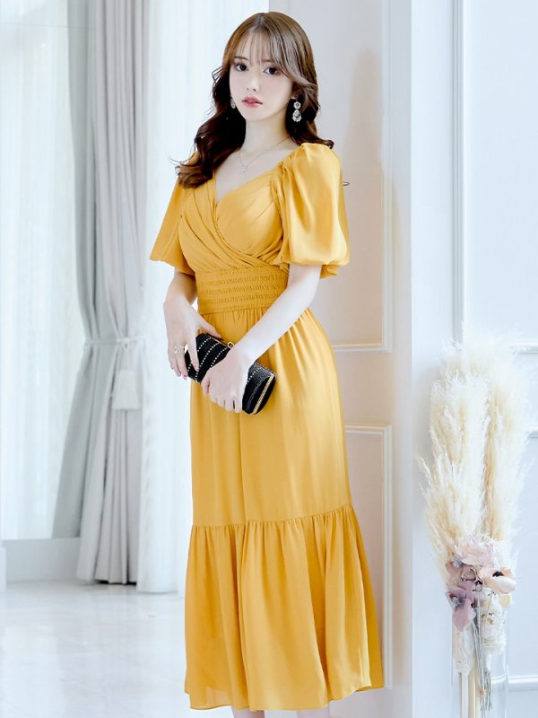 画像5: 【AMORA GRACE / アモーラグレース】 オケージョンドレス/ パーティードレス/ お呼ばれドレス/ パフスリーブ/ 袖あり/ 半袖/ マキシ丈/ ワンピース/ キャバドレス[OF05] (5)