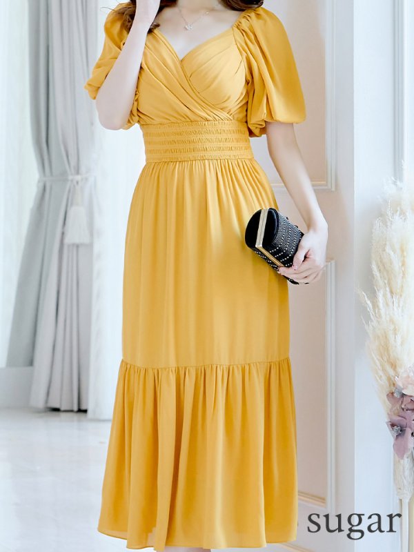 画像8: 【AMORA GRACE / アモーラグレース】 オケージョンドレス/ パーティードレス/ お呼ばれドレス/ パフスリーブ/ 袖あり/ 半袖/ マキシ丈/ ワンピース/ キャバドレス[OF05] (8)