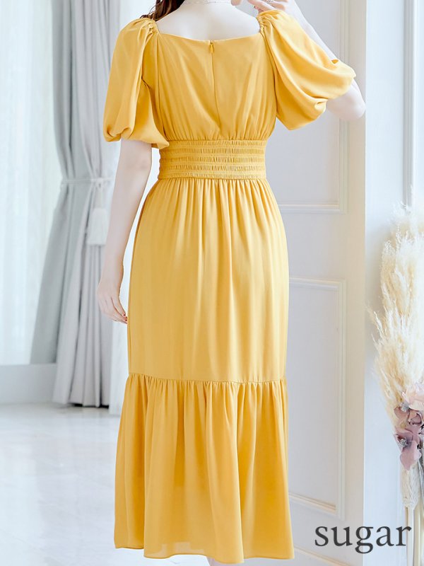 画像9: 【AMORA GRACE / アモーラグレース】 オケージョンドレス/ パーティードレス/ お呼ばれドレス/ パフスリーブ/ 袖あり/ 半袖/ マキシ丈/ ワンピース/ キャバドレス[OF05] (9)