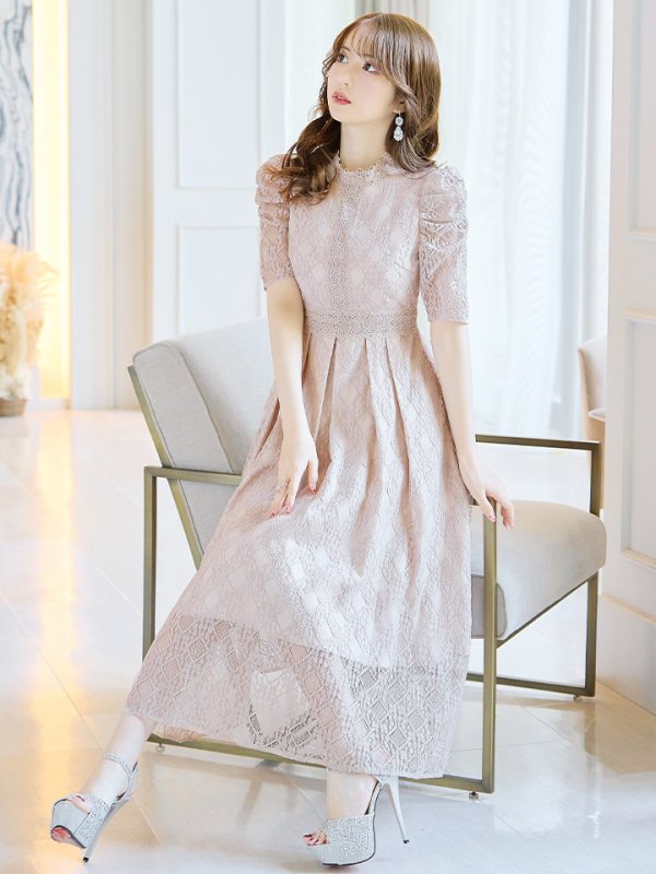 画像24: 【AMORA GRACE / アモーラグレース】 オケージョンドレス/ パーティードレス/ お呼ばれドレス/ 総レース/ パフスリーブ/ 袖あり/ 五分袖/ ミモレ丈/ ワンピース/ キャバドレス[OF05] (24)