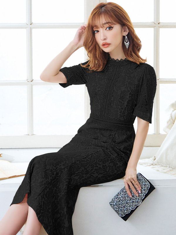 画像47: 【AMORA GRACE / アモーラグレース】 オケージョンドレス/ パーティードレス/ お呼ばれドレス/ 総レース/ パフスリーブ/ 袖あり/ 五分袖/ ミモレ丈/ マーメイド/ ワンピース/ キャバドレス[OF05] (47)