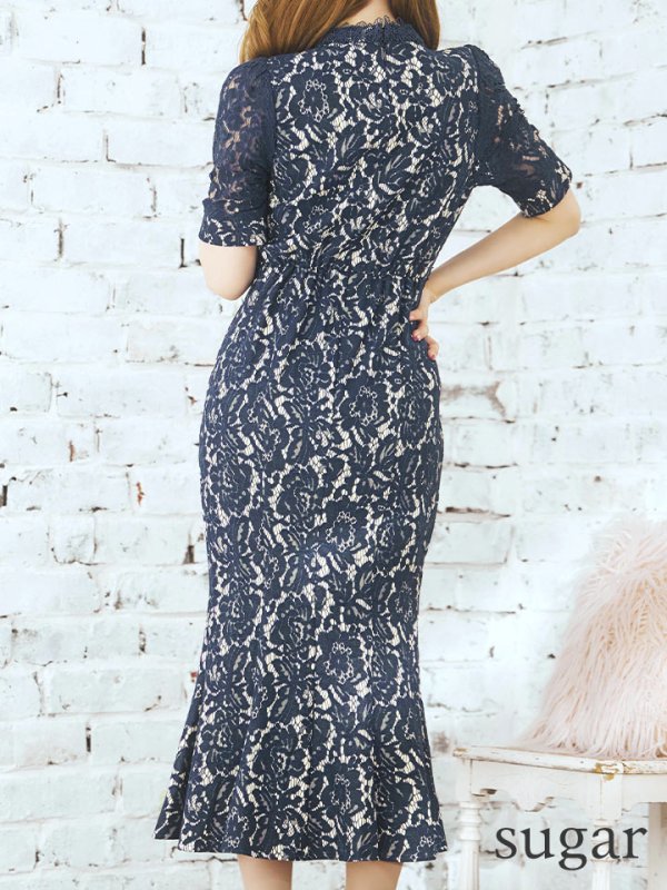 画像36: 【AMORA GRACE / アモーラグレース】 オケージョンドレス/ パーティードレス/ お呼ばれドレス/ 総レース/ パフスリーブ/ 袖あり/ 五分袖/ ミモレ丈/ マーメイド/ ワンピース/ キャバドレス[OF05] (36)