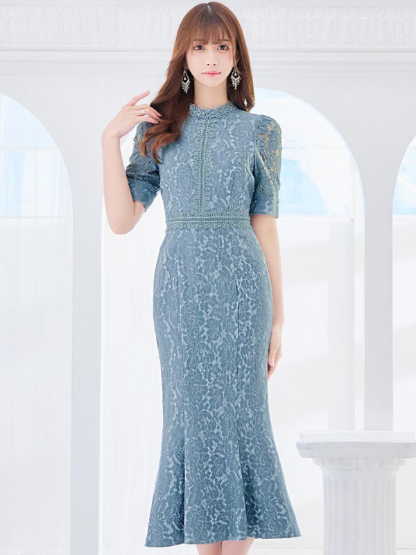 画像21: 【AMORA GRACE / アモーラグレース】 オケージョンドレス/ パーティードレス/ お呼ばれドレス/ 総レース/ パフスリーブ/ 袖あり/ 五分袖/ ミモレ丈/ マーメイド/ ワンピース/ キャバドレス[OF05] (21)