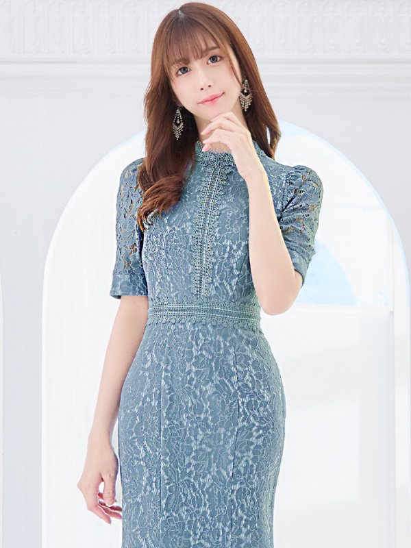 画像22: 【AMORA GRACE / アモーラグレース】 オケージョンドレス/ パーティードレス/ お呼ばれドレス/ 総レース/ パフスリーブ/ 袖あり/ 五分袖/ ミモレ丈/ マーメイド/ ワンピース/ キャバドレス[OF05] (22)