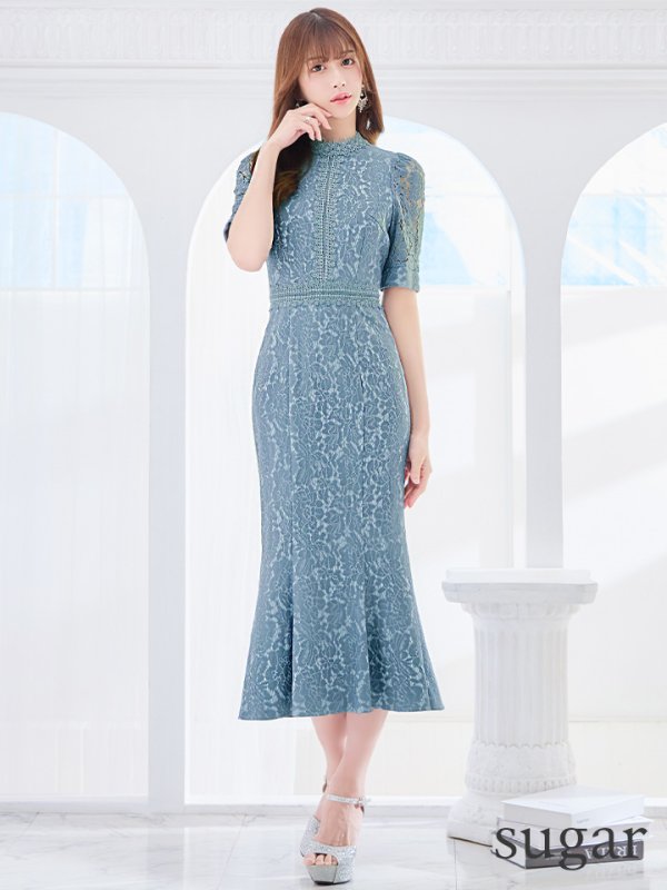 画像25: 【AMORA GRACE / アモーラグレース】 オケージョンドレス/ パーティードレス/ お呼ばれドレス/ 総レース/ パフスリーブ/ 袖あり/ 五分袖/ ミモレ丈/ マーメイド/ ワンピース/ キャバドレス[OF05] (25)