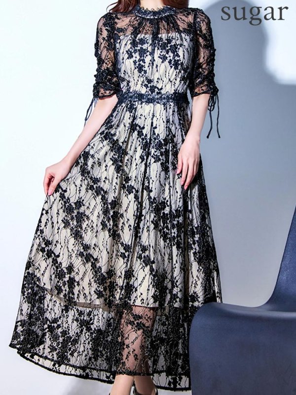 ブラックベージュ モデル：真優川咲　身長：158cm　着用サイズ：8号(Sサイズ)