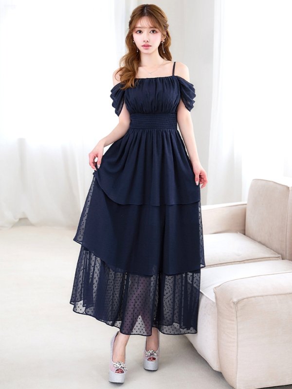 ネイビー　 モデル：ゆめ　身長：160cm　着用サイズ：8号(Sサイズ)