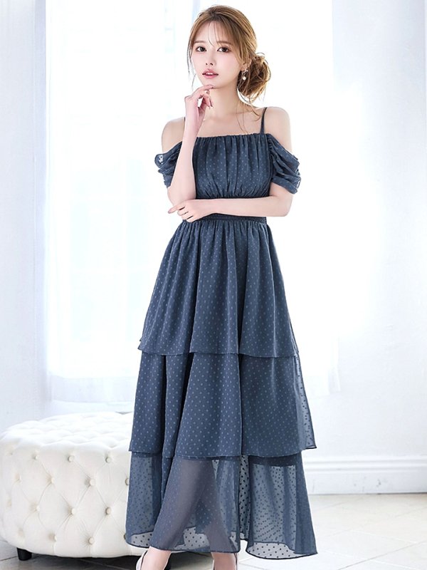 ブルーグレー　 モデル：ゆめ　身長：160cm　着用サイズ：8号(Sサイズ)