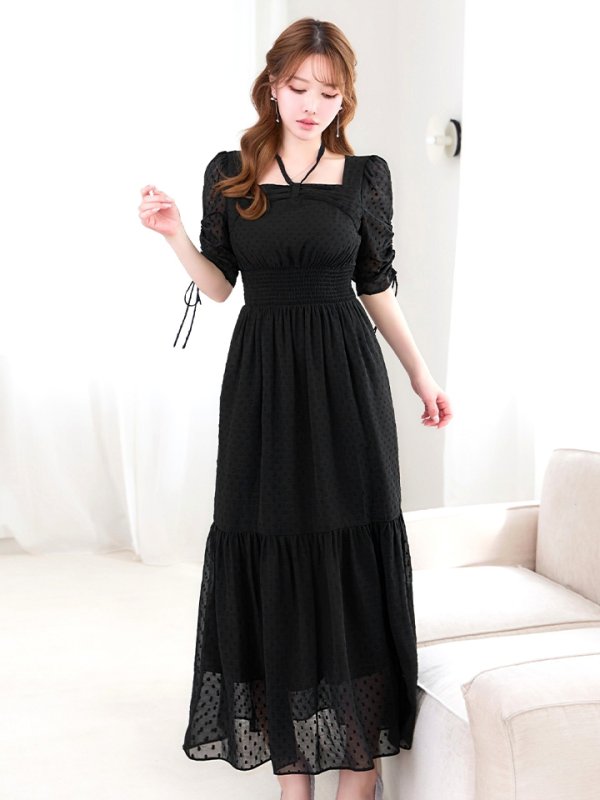 ブラック　モデル：ゆめ　身長：160cm　着用サイズ：8号(Sサイズ)