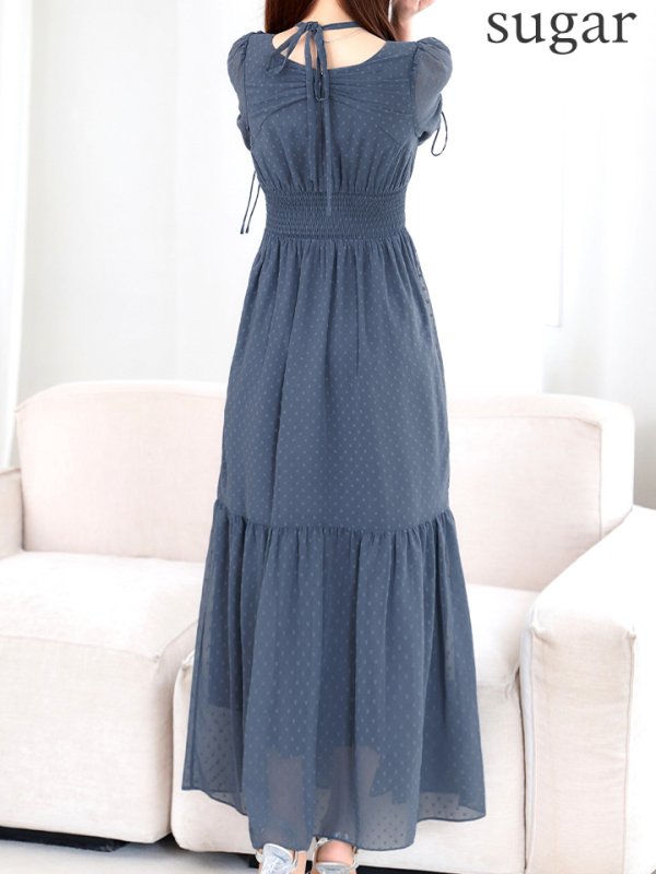 ブルーグレー　モデル：真優川咲　身長：158cm　着用サイズ：8号(Sサイズ)