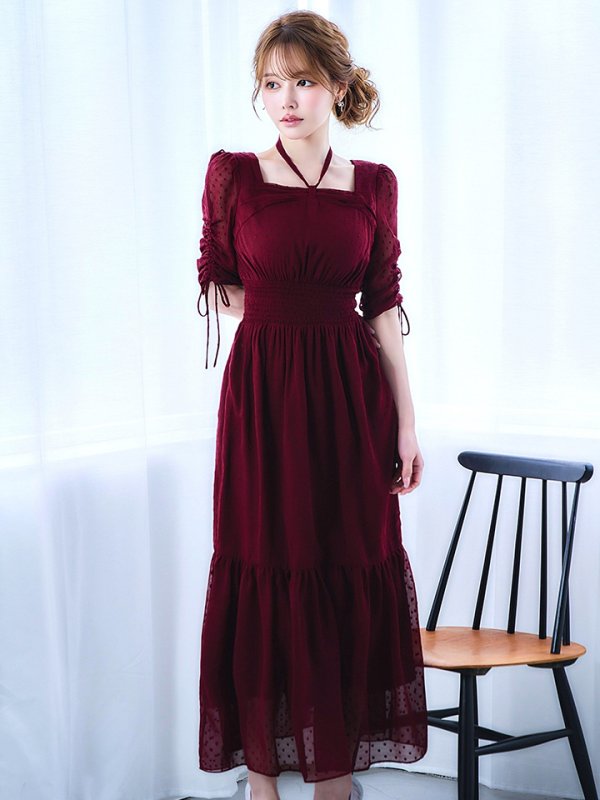 バーガンディ　モデル：ゆめ　身長：160cm　着用サイズ：8号(Sサイズ)