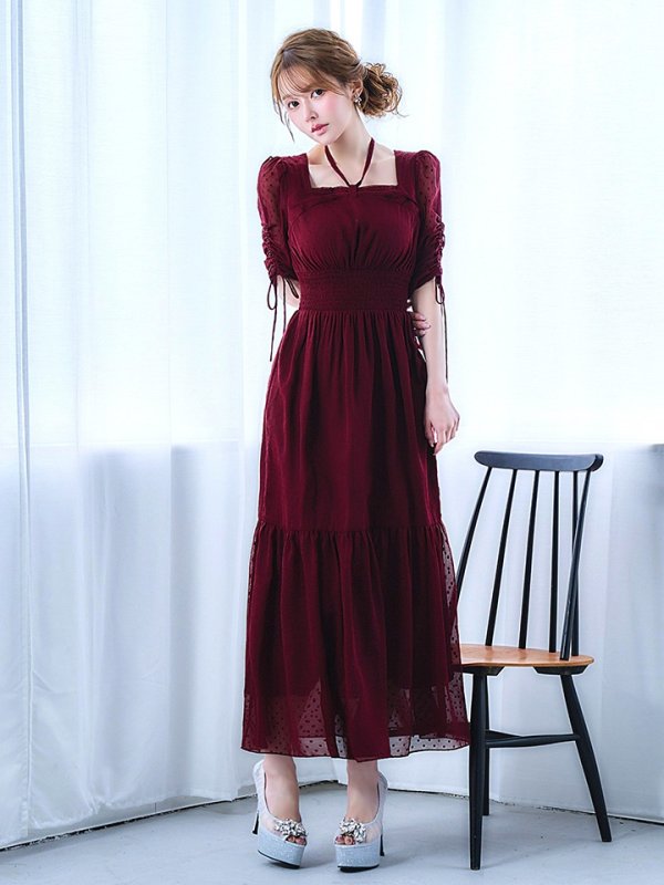 バーガンディ　モデル：ゆめ　身長：160cm　着用サイズ：8号(Sサイズ)