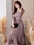 画像6: 【AMORA GRACE / アモーラグレース】 オケージョンドレス/ パーティードレス/ お呼ばれドレス/ プリーツ/ Aライン/ 総レース/ 袖あり/ 七分袖/ ミモレ丈/ ワンピース/ キャバドレス[OF05] (6)