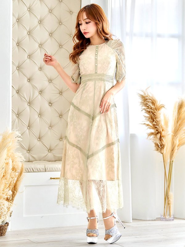 画像29: 【AMORA GRACE / アモーラグレース】 オケージョンドレス/ パーティードレス/ お呼ばれドレス/ パール/ 総レース/ 袖あり/ 七分袖/ ミモレ丈/ ワンピース/ キャバドレス[OF05] (29)