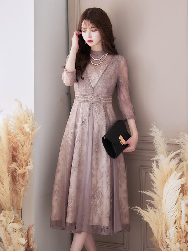 画像31: 【AMORA GRACE / アモーラグレース】 オケージョンドレス/ パーティードレス/ お呼ばれドレス/ アクセサリー付き/ 総レース/ 袖あり/ 七分袖/ ミモレ丈/ ワンピース/ キャバドレス[OF05] (31)