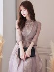 画像5: 【AMORA GRACE / アモーラグレース】 オケージョンドレス/ パーティードレス/ お呼ばれドレス/ アクセサリー付き/ 総レース/ 袖あり/ 七分袖/ ミモレ丈/ ワンピース/ キャバドレス[OF05] (5)