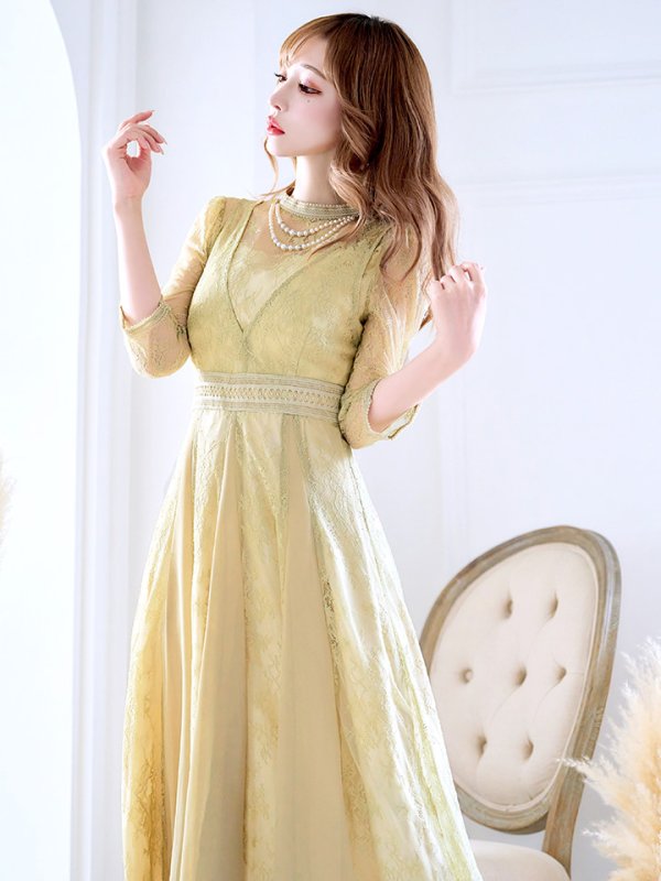 画像42: 【AMORA GRACE / アモーラグレース】 オケージョンドレス/ パーティードレス/ お呼ばれドレス/ アクセサリー付き/ 総レース/ 袖あり/ 七分袖/ ミモレ丈/ ワンピース/ キャバドレス[OF05] (42)