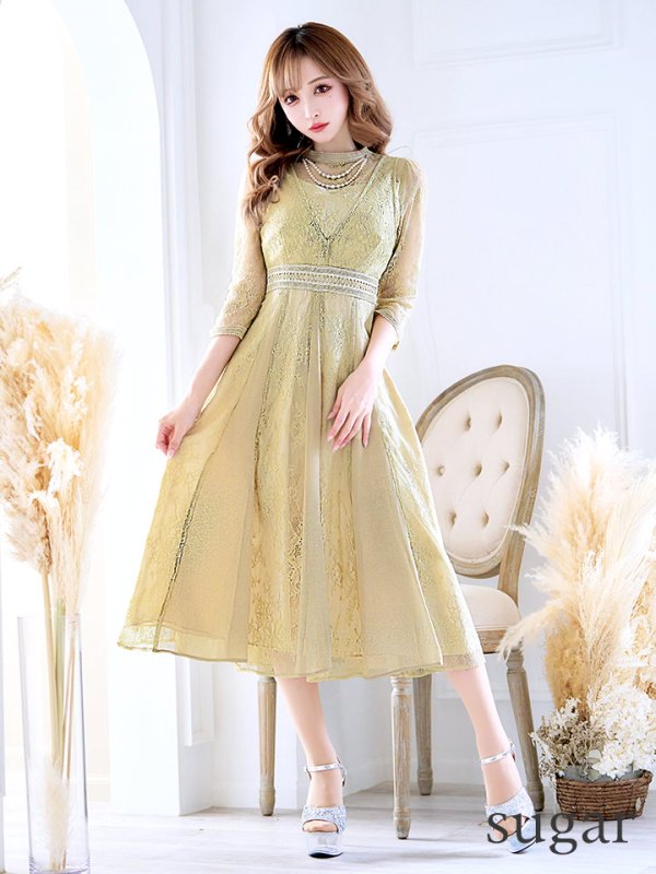 画像43: 【AMORA GRACE / アモーラグレース】 オケージョンドレス/ パーティードレス/ お呼ばれドレス/ アクセサリー付き/ 総レース/ 袖あり/ 七分袖/ ミモレ丈/ ワンピース/ キャバドレス[OF05] (43)