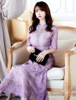 画像20: 【AMORA GRACE / アモーラグレース】 オケージョンドレス/ パーティードレス/ お呼ばれドレス/ アクセサリー付き/ 総レース/ 袖あり/ 七分袖/ ミモレ丈/ ワンピース/ キャバドレス[OF05] (20)