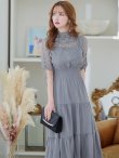 画像3: 【AMORA GRACE / アモーラグレース】 オケージョンドレス/ パーティードレス/ お呼ばれドレス/ ハイネック/ レース/ 袖あり/ Aライン/ ミモレ丈/ ワンピース/ キャバドレス[OF05] (3)