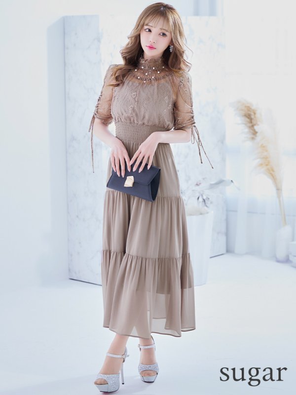 画像25: 【AMORA GRACE / アモーラグレース】 オケージョンドレス/ パーティードレス/ お呼ばれドレス/ ハイネック/ レース/ 袖あり/ Aライン/ ミモレ丈/ ワンピース/ キャバドレス[OF05] (25)