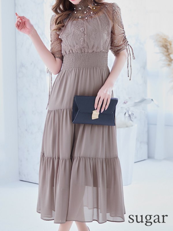 画像26: 【AMORA GRACE / アモーラグレース】 オケージョンドレス/ パーティードレス/ お呼ばれドレス/ ハイネック/ レース/ 袖あり/ Aライン/ ミモレ丈/ ワンピース/ キャバドレス[OF05] (26)