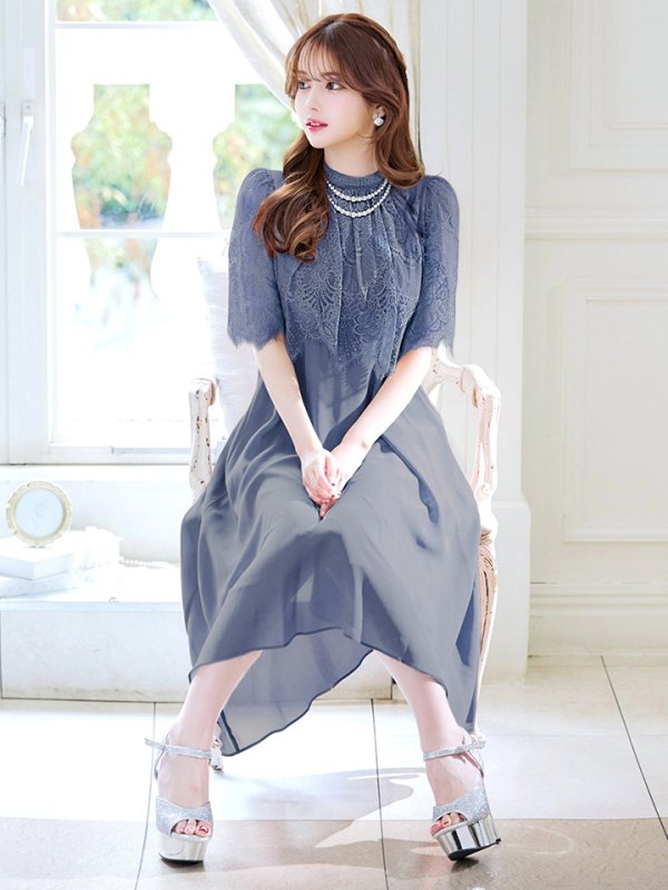 画像20: 【AMORA GRACE / アモーラグレース】 オケージョンドレス/ パーティードレス/ お呼ばれドレス/ レース/ パール/ 袖あり/ 膝丈/ フレア/ ワンピース/ ミディアムドレス/ キャバドレス[OF05] (20)