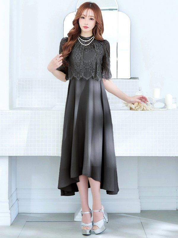 画像23: 【AMORA GRACE / アモーラグレース】 オケージョンドレス/ パーティードレス/ お呼ばれドレス/ レース/ パール/ 袖あり/ 膝丈/ フレア/ ワンピース/ ミディアムドレス/ キャバドレス[OF05] (23)