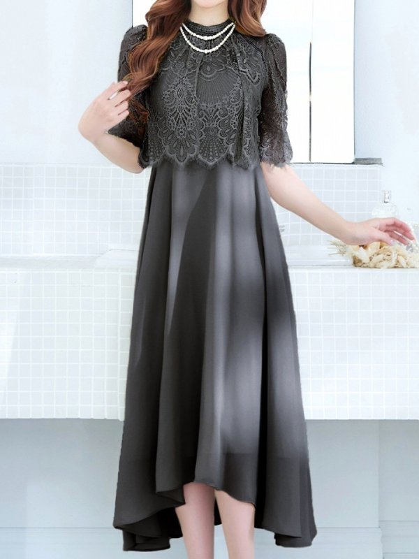 画像24: 【AMORA GRACE / アモーラグレース】 オケージョンドレス/ パーティードレス/ お呼ばれドレス/ レース/ パール/ 袖あり/ 膝丈/ フレア/ ワンピース/ ミディアムドレス/ キャバドレス[OF05] (24)