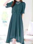 画像3: 【AMORA GRACE / アモーラグレース】 オケージョンドレス/ パーティードレス/ お呼ばれドレス/ レース/ パール/ 袖あり/ 膝丈/ フレア/ ワンピース/ ミディアムドレス/ キャバドレス[OF05] (3)