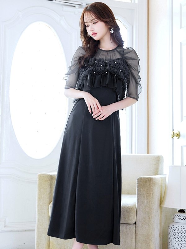 画像11: 【AMORA GRACE / アモーラグレース】 オケージョンドレス/ パーティードレス/ お呼ばれドレス/ グラデーション/ チュール/ フリル/ 袖あり/ 半袖/ ミモレ丈/ ワンピース/ ミディアムドレス/ キャバドレス[OF05] (11)