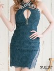 画像9: 【XSサイズあり】【ROBE de FLEURS Glossy/ローブ・ド・フルール グロッシー】バストクロスジップ/ ZIP 片サイドレース切替/ タイト/ ミニドレス/ キャバドレス[OF2] (9)