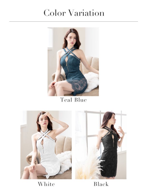 画像20: 【XSサイズあり】【Glossy/グロッシー】バストクロスジップ/ ZIP 片サイドレース切替/ タイト/ ミニドレス/ キャバドレス[OF2] (20)