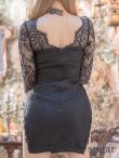 画像9: 【XS-Lサイズあり】【ROBE de FLEURS Glossy/ローブ・ド・フルール グロッシー】刺繍レース/ ビジュー/ タイト/ ミニドレス/ キャバドレス[OF2] (9)