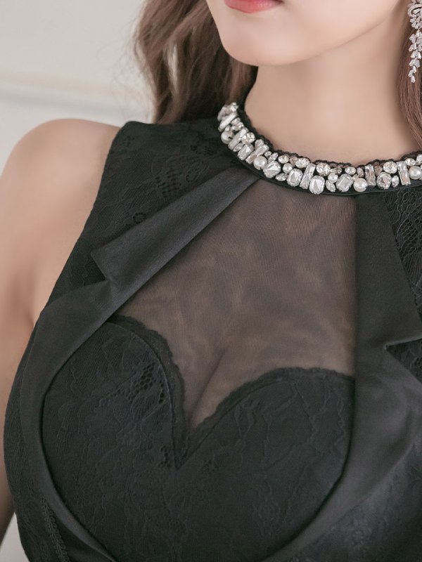 画像7: 【Glossy/グロッシー】ビジュー/ レース/ ペプラム/タイト/ ミニドレス/ キャバドレス【OF08】 (7)