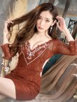 画像4: 【XSサイズあり】【ROBE de FLEURS Glossy/ローブ・ド・フルール グロッシー】長袖/ロングスリーブ/ ビジュー/ タイト/ ミニドレス/ キャバドレス[OF2] (4)
