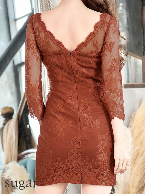 画像5: 【XSサイズあり】【Glossy/グロッシー】長袖/ロングスリーブ/ ビジュー/ タイト/ ミニドレス/ キャバドレス【OF08】 (5)