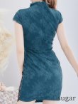 画像9: 【XSサイズあり】【ROBE de FLEURS Glossy/ローブドフルール グロッシー】レース切替/ 総レース/ タイトミニ/ ミニドレス/ キャバドレス ティールブルー[OF2] (9)