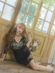 画像11: XSサイズあり【ROBE de FLEURS Glossy/ローブ・ド・フルール グロッシー】チョーカー付き / レース/ 七分袖 / 長袖 / タイト / ミニドレス / キャバドレス[OF2] (11)