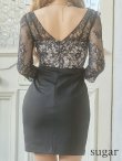 画像18: XSサイズあり【ROBE de FLEURS Glossy/ローブ・ド・フルール グロッシー】チョーカー付き / レース/ 七分袖 / 長袖 / タイト / ミニドレス / キャバドレス[OF2] (18)