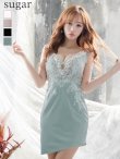 画像3: XS-Lサイズあり【ROBE de FLEURS Glossy/ローブ・ド・フルール グロッシー】スパンコールレース/ ノースリーブ/ ストレッチ/ アシンメトリースカート/ 刺繍/ タイト/ ミニドレス/ キャバドレス[OF2] (3)