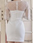 画像9: XSサイズあり【ROBE de FLEURS Glossy/ローブ・ド・フルール グロッシー】長袖/ フラワーレース/ ブロックチュール/ バストカット/ タイト/ ミニドレス/ キャバドレス[OF2] (9)