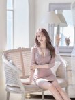 画像2: XSサイズあり【ROBE de FLEURS Glossy/ローブ・ド・フルール グロッシー】長袖/ フラワーレース/ ブロックチュール/ バストカット/ タイト/ ミニドレス/ キャバドレス[OF2] (2)