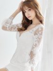 画像6: 【XSサイズあり】【ROBE de FLEURS Glossy/ローブ・ド・フルール グロッシー】フラワーチュール/ 長袖/ ワンカラー/ タイト/ ミニドレス/ キャバドレス (6)